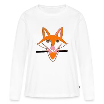 Le clin d'oeil du renard - T-shirt manches longues Premium bio Femme - blanc - Devant - Julia (174cm)