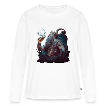 Neptune le dieu romain avec de la bière - T-shirt manches longues Premium bio Femme - blanc - Devant - Julia (174cm)