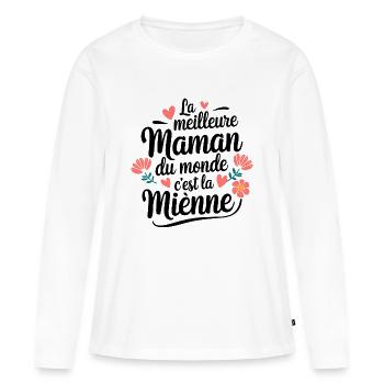 Ma Maman, la Meilleure au Monde - T-shirt manches longues Premium bio Femme - blanc - Devant - Julia (174cm)