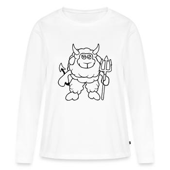 Sheep Devil Satan Hell Evil Trident Horns Cool - Women's Premium Organic Long Sleeve Shirt - white - Front - Julia (174cm)