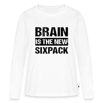 Brain est le nouveau sixpack Smart Schlau Clever Humor - T-shirt manches longues Premium bio Femme - blanc - Devant - Julia (174cm)