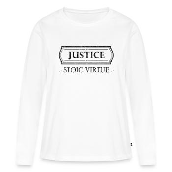 Vertu stoïcienne Justice Stoïcisme Cadeau Stoïque - T-shirt manches longues Premium bio Femme - blanc - Devant - Julia (174cm)