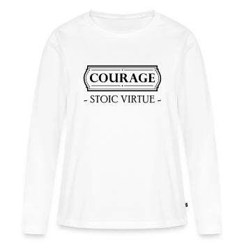 Vertu stoïcienne Courage Courage Stoïcisme Stoïcienne Stoa - T-shirt manches longues Premium bio Femme - blanc - Devant - Julia (174cm)