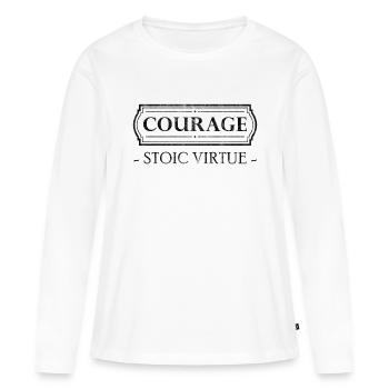 Vertu stoïcienne Courage Stoïcisme Cadeau Stoïque - T-shirt manches longues Premium bio Femme - blanc - Devant - Julia (174cm)