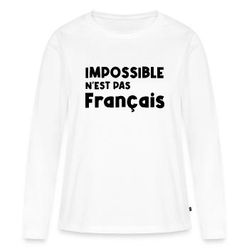 impossible n'est pas français - T-shirt manches longues Premium bio Femme - blanc - Devant - Julia (174cm)