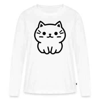 Chaton - T-shirt manches longues Premium bio Femme - blanc - Devant - Julia (174cm)
