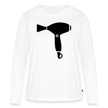 Seche cheveux - T-shirt manches longues Premium bio Femme - blanc - Devant - Julia (174cm)
