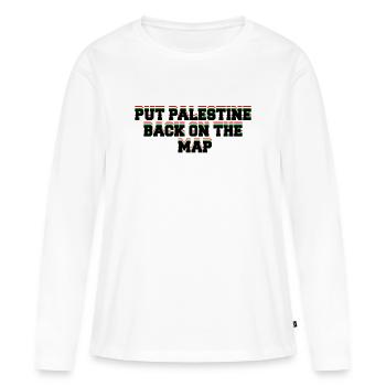 Put Palestine Back on the Map - T-shirt manches longues Premium bio Femme - blanc - Devant - Julia (174cm)
