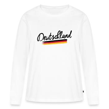 Deutschland - Germany - Bundesrepublik -Flagge BRD - Frauen Premium Bio Langarmshirt - Weiß - Vorne - Julia (174cm)