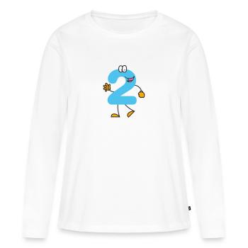 Numéro deux drôle le numéro deux drôle - T-shirt manches longues Premium bio Femme - blanc - Devant - Julia (174cm)