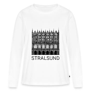 Rathaus Stralsund / Backsteingotik - Frauen Premium Bio Langarmshirt - Weiß - Vorne - Julia (174cm)