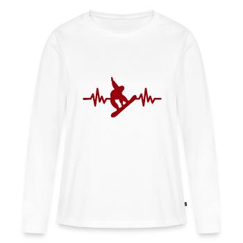 Heartbeat Snowboard - Sports d’hiver Piste de neige - T-shirt manches longues Premium bio Femme - blanc - Devant - Julia (174cm)