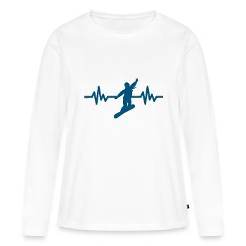 Heartbeat Snowboard - Sports d’hiver Piste de neige - T-shirt manches longues Premium bio Femme - blanc - Devant - Julia (174cm)