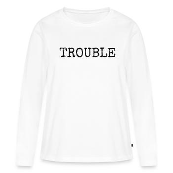 Problème de lettrage de colère de stress Mon nom est un problème - T-shirt manches longues Premium bio Femme - blanc - Devant - Julia (174cm)