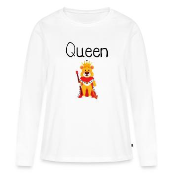 King Queen Partnerlook - Frauen Premium Bio Langarmshirt - Weiß - Vorne - Julia (174cm)