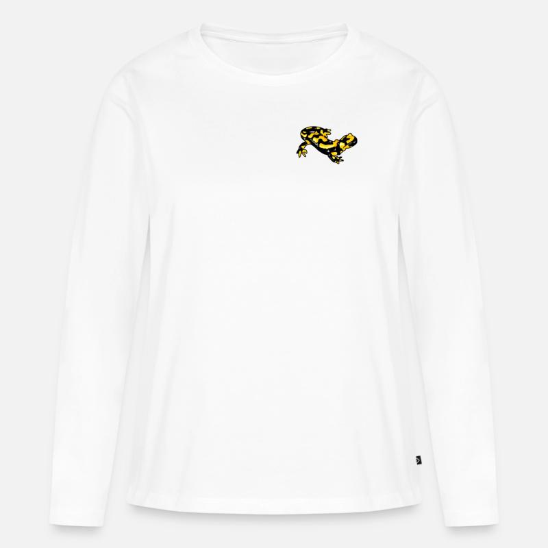 Feuersalamander Logo Echte Salamander Feuermolch - Frauen Premium Bio Langarmshirt - Weiß