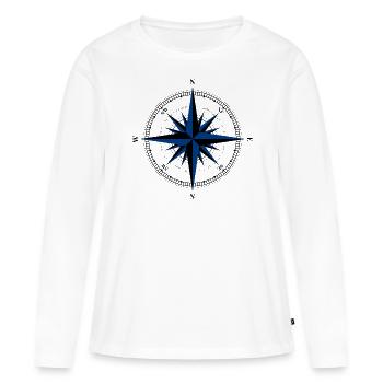 COMPASS WINDROSE T-SHIRT - Women's Premium Organic Long Sleeve Shirt - white - Front - Julia (174cm)