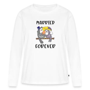 Mariage mariage mariage mariage marié - T-shirt manches longues Premium bio Femme - blanc - Devant - Julia (174cm)