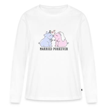Mariage mariage mariage mariage marié - T-shirt manches longues Premium bio Femme - blanc - Devant - Julia (174cm)