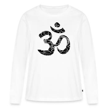 Mantra Ganesha, mantra OM, symbole AUM, yoga - T-shirt manches longues Premium bio Femme - blanc - Devant - Julia (174cm)