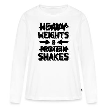 Fitness protein shake - Frauen Premium Bio Langarmshirt - Weiß - Vorne - Julia (174cm)