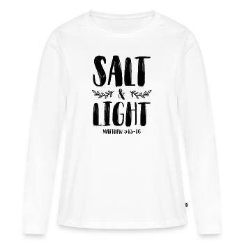 sel et lumière bible - T-shirt manches longues Premium bio Femme - blanc - Devant - Julia (174cm)