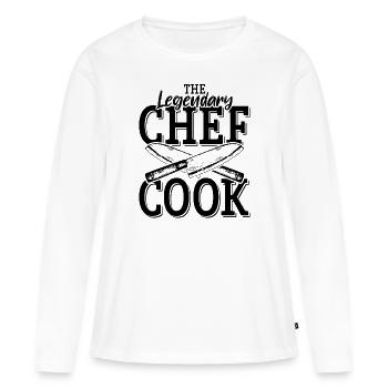 Chef cuisinier cuisine devise - T-shirt manches longues Premium bio Femme - blanc - Devant - Julia (174cm)