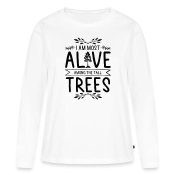 Natur Baum Bäume - Frauen Premium Bio Langarmshirt - Weiß - Vorne - Julia (174cm)