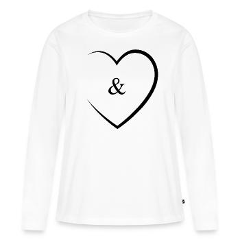 & und Zeichen Hochzeit - Frauen Premium Bio Langarmshirt - Weiß - Vorne - Julia (174cm)