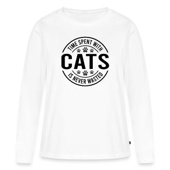 chats cat 1 - T-shirt manches longues Premium bio Femme - blanc - Devant - Julia (174cm)