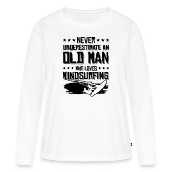 vieux homme windsurfing - T-shirt manches longues Premium bio Femme - blanc - Devant - Julia (174cm)