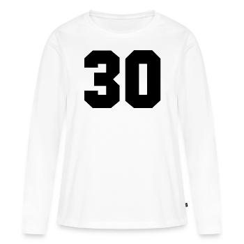 30 - Number 30 - Women's Premium Organic Long Sleeve Shirt - white - Front - Julia (174cm)