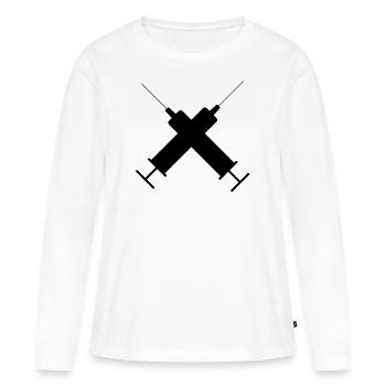 Spritze - Frauen Premium Bio Langarmshirt - Weiß - Vorne - Julia (174cm)
