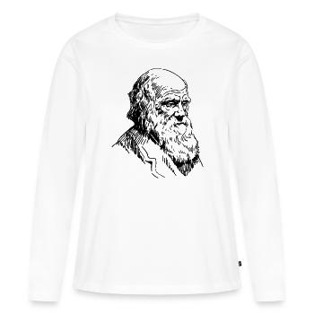 Porträt Darwin Biologie Evolutionstheorie - Frauen Premium Bio Langarmshirt - Weiß - Vorne - Julia (174cm)
