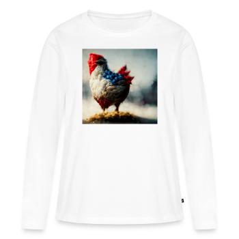 Fantaisie abstraite du poulet - T-shirt manches longues Premium bio Femme - blanc - Devant - Julia (174cm)