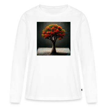 Arbre de Vie Photoréaliste II - T-shirt manches longues Premium bio Femme - blanc - Devant - Julia (174cm)