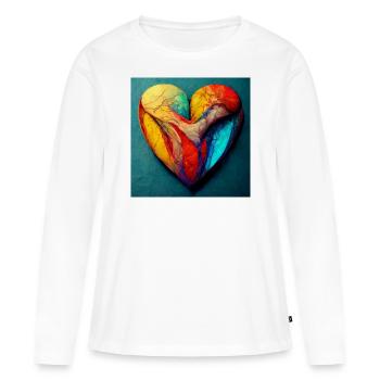 Herz Love Abstract Collection 11 - Frauen Premium Bio Langarmshirt - Weiß - Vorne - Julia (174cm)