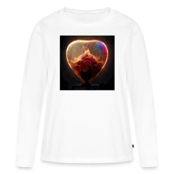 Herz Love Abstract Collection 3 - Frauen Premium Bio Langarmshirt - Weiß - Vorne - Julia (174cm)