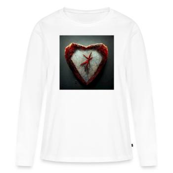 Herz Love Abstract Collection 12 - Frauen Premium Bio Langarmshirt - Weiß - Vorne - Julia (174cm)