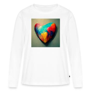 Herz Love Abstract Collection 9 - Frauen Premium Bio Langarmshirt - Weiß - Vorne - Julia (174cm)