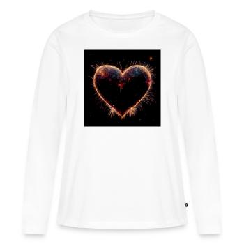 Herz Love Abstract Collection 26 - Frauen Premium Bio Langarmshirt - Weiß - Vorne - Julia (174cm)