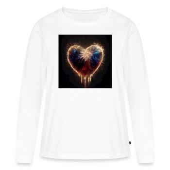 Herz Love Abstract Collection 21 - Frauen Premium Bio Langarmshirt - Weiß - Vorne - Julia (174cm)