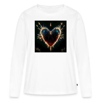 Herz Love Abstract Collection 22 - Frauen Premium Bio Langarmshirt - Weiß - Vorne - Julia (174cm)