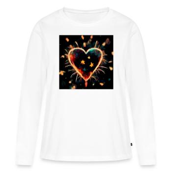 Herz Love Abstract Collection 25 - Frauen Premium Bio Langarmshirt - Weiß - Vorne - Julia (174cm)