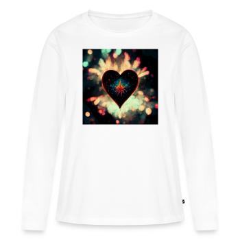 Herz Love Abstract Collection 24 - Frauen Premium Bio Langarmshirt - Weiß - Vorne - Julia (174cm)