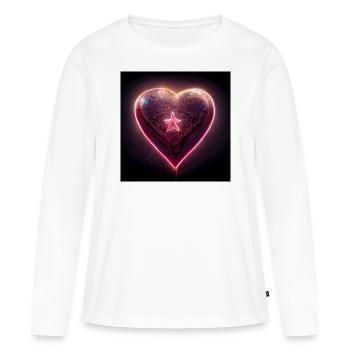 Herz Love Abstract Collection 33 - Frauen Premium Bio Langarmshirt - Weiß - Vorne - Julia (174cm)