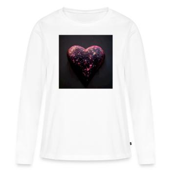 Herz Love Abstract Collection 35 - Frauen Premium Bio Langarmshirt - Weiß - Vorne - Julia (174cm)
