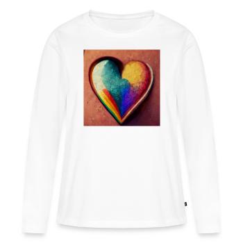 Herz Love Abstract Collection 39 - Frauen Premium Bio Langarmshirt - Weiß - Vorne - Julia (174cm)