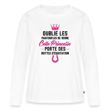 Cette Princesse Porte Des Bottes D'équitation - T-shirt manches longues Premium bio Femme - blanc - Devant - Julia (174cm)