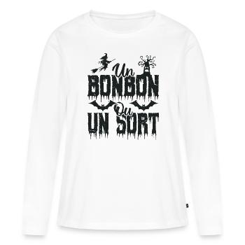 Un bonbon ou un sort - T-shirt manches longues Premium bio Femme - blanc - Devant - Julia (174cm)